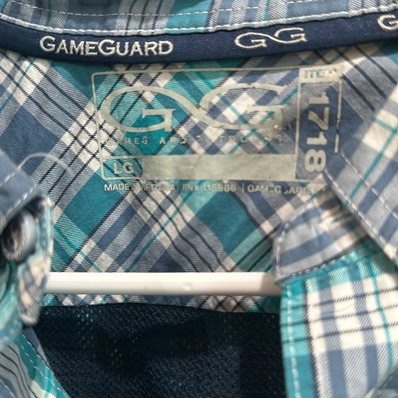 Men’s GameGuard Shortsleeved button down shirt size Large in color blue - Picture 3 of 7